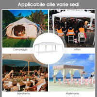 Tendone per Feste 3 M x 6 M, Gazebo da Giardino con Struttura in Metallo, Impermeabile e Protezione UV, per Feste, Barbecue, Giardino e Spiaggia, Bianco