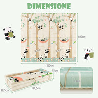 Tappeto Gioco per Bambini Pieghevole, Tappeto per Pavimento Grande da 200 x 180 cm con Borsa da Trasporto per Interni ed Esterni, Tappeto Impermeabile e Reversibile per Bambini, Neonati