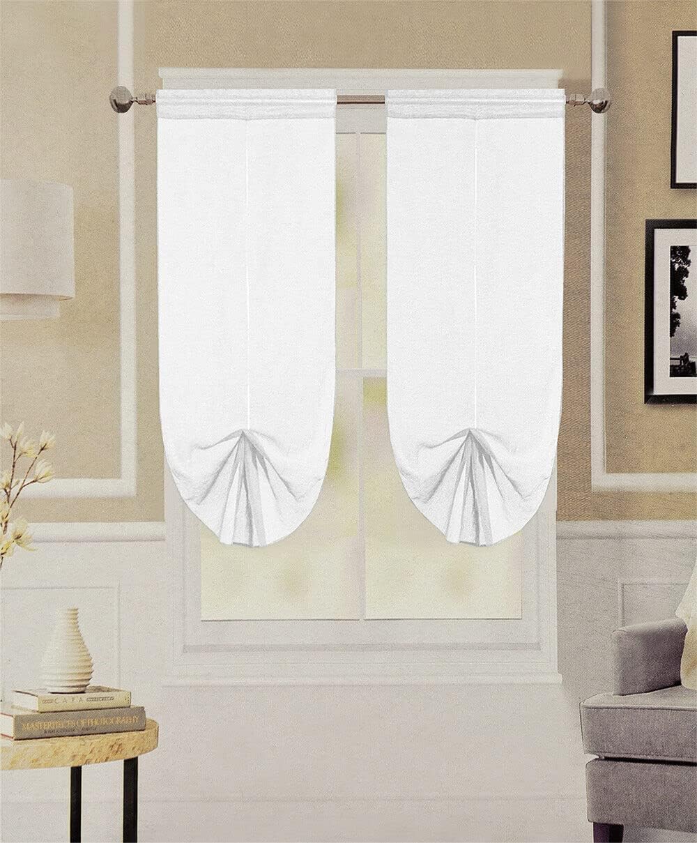 Tende Pacchetto Coppia Regolabili 60x240 cm Finestra Porta Interno Tessuto Casa Bianco