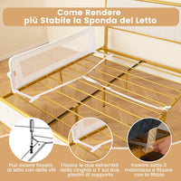 Sponda Letto per Bambini 105/120/150 cm, Barriera di Sicurezza per Neonati, Barriera Letto Pieghevole e Portatile, con Cinghia di Sicurezza (Bianco, 152 x 34 x 42 cm)