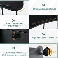 Scrivania Regolabile in Altezza con Ruote, Standing Desk Mobile con Piano Inclinabile e Scomparti, Scrivania per Laptop Ergonomica con Rotelle per Ufficio e Casa, Nera