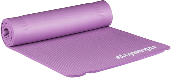 Tappetino yoga spessore 1 cm cinturino in gomma trasporto ginnastica pilates aerobica viola 13_0002843_8