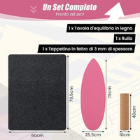 Balance Board in Legno, Tavola di Equilibrio con Rullo e Tappetino per Allenamento Skateboard Hockey Snowboard Surfing, Attrezzi 3 in 1 per Esercizi Equilibrio e Tonificazione Core