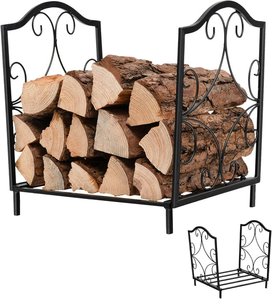 Porta Legna per Interni ed Esterni, Porta Legna per Camino in Acciaio Resistente, Portalegna da Ardere per Stufe e Braciere (37 x 32 x 39,5 cm, Portata 60 kg)