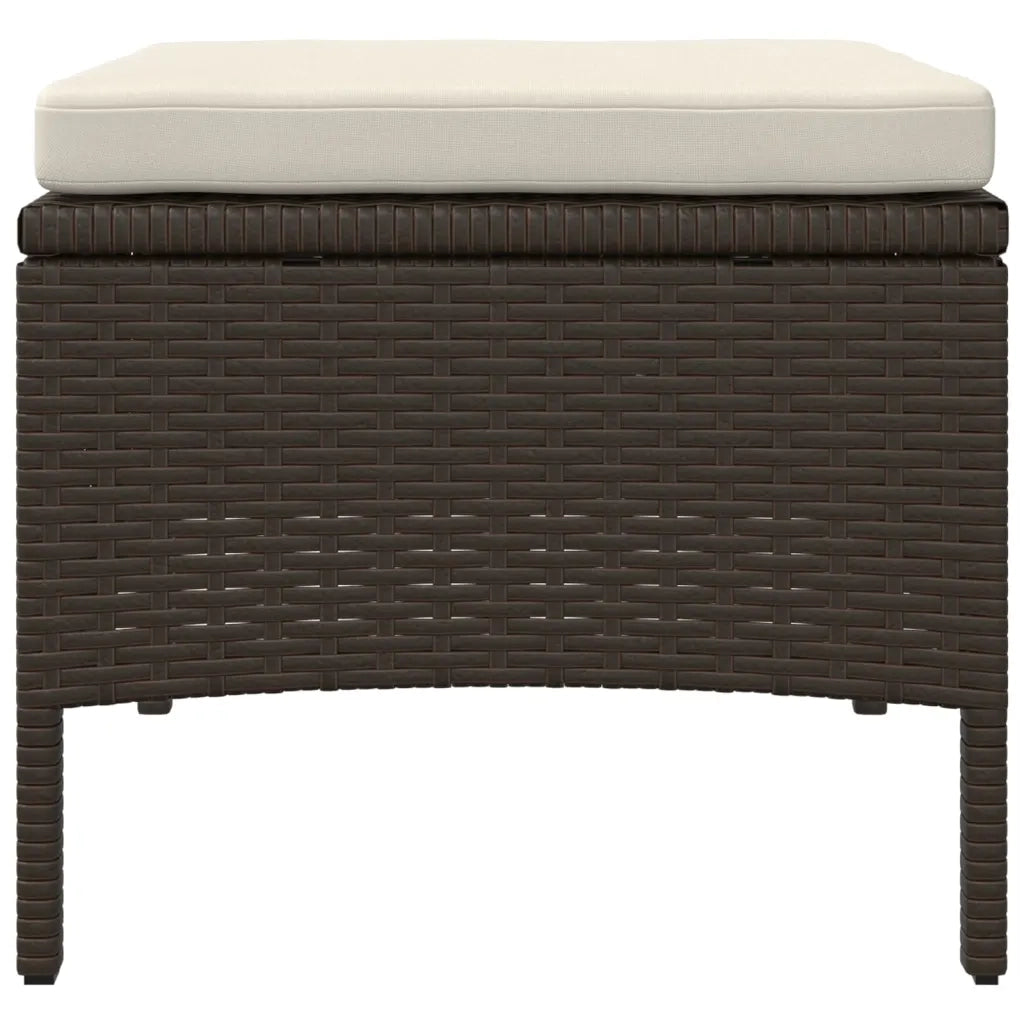 Divano Giardino 2Posti con Tavolo e Sgabelli Marrone Polyrattan