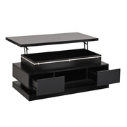 Tavolino alzabile con 2 cassetti; LED e USB - per soggiorno - 100×50×40 cm - nero