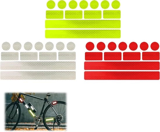 Set di 3 adesivi rifrangenti - nastro di avvertimento per la sicurezza per motocicletta, auto, abbigliamento, scooter e caschi