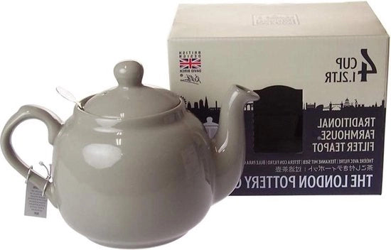 Teiera da caffè per uso casalingo con infusore - ceramica - capienza 4 tazze - colore grigio - 1,2 litri