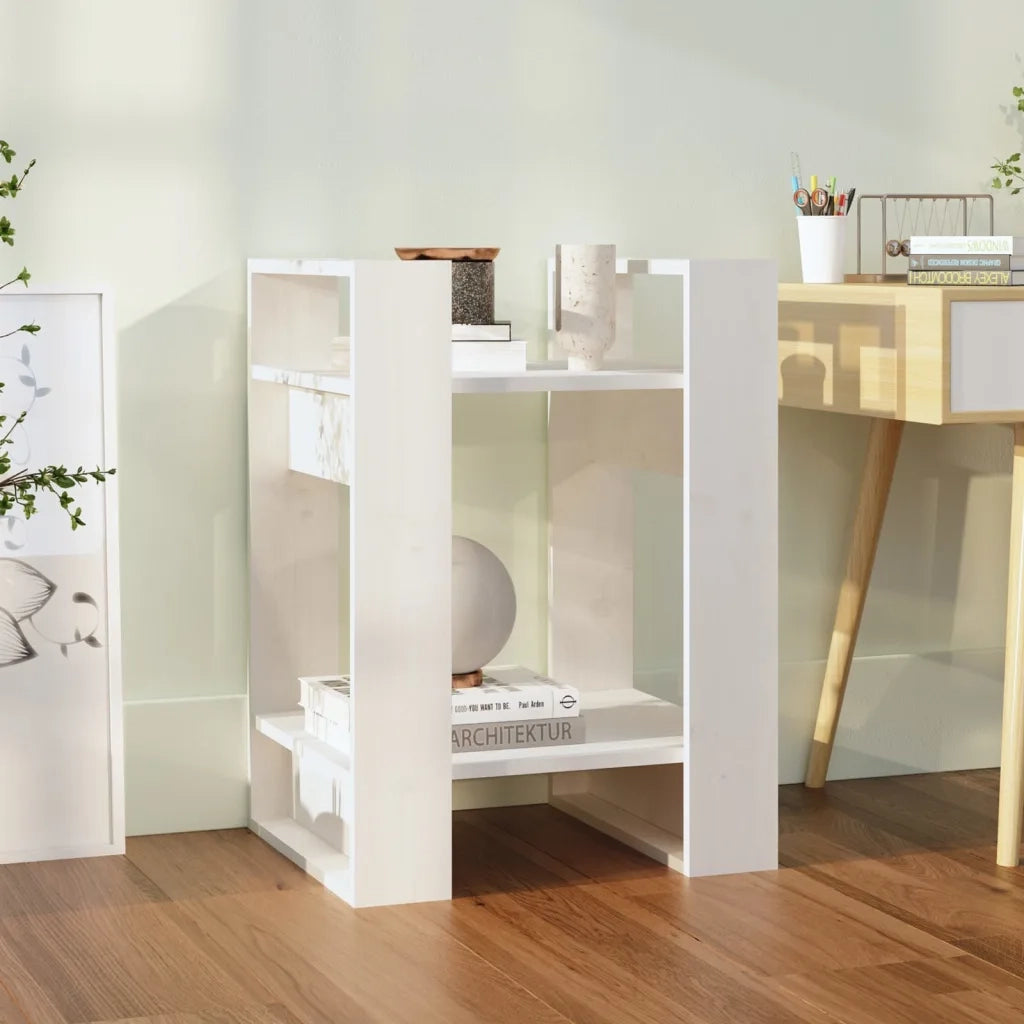 Libreria Divisorio-Scaffale per Libri-Mobile di Stoccaggio Bianco 41x35x57 cm in Legno Massello di Pino