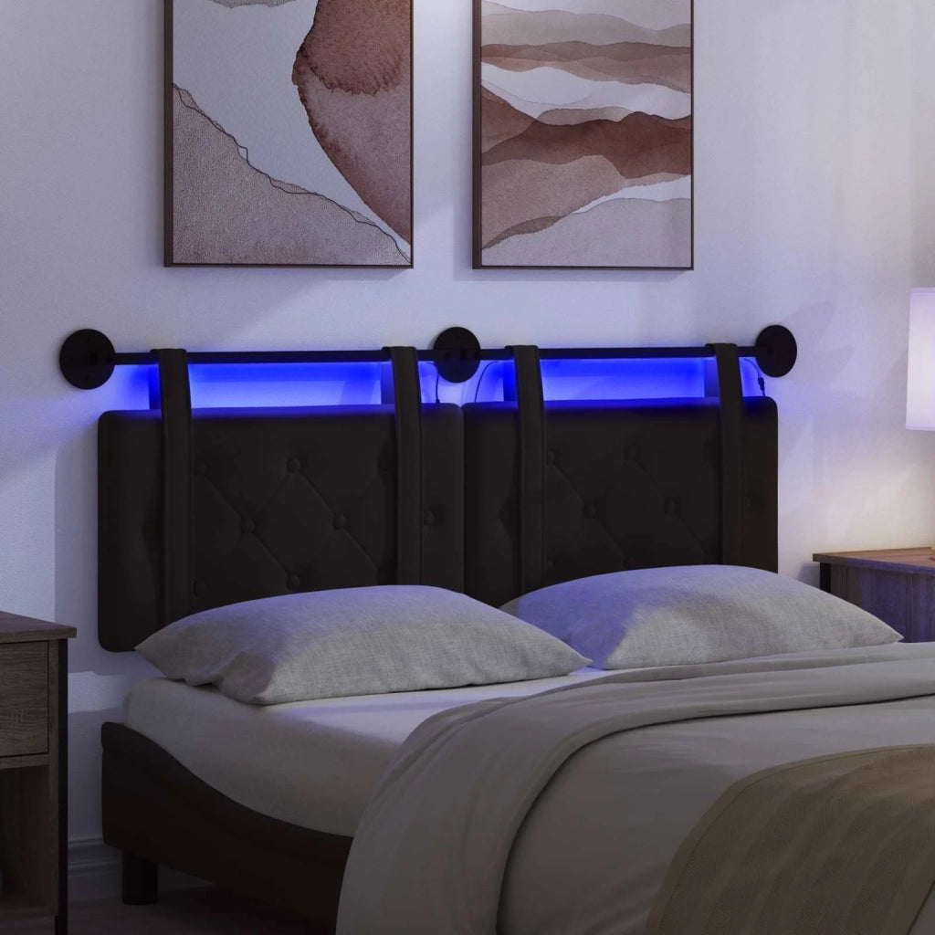 Testiera sospesa Con luce LED Nero Similpelle