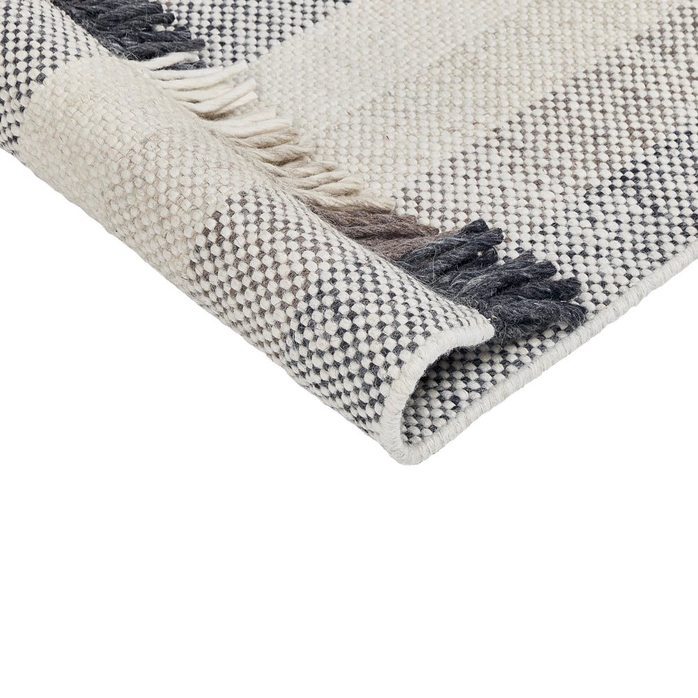Tappeto in lana bianco sporco nero marrone 140 x 200 cm nappe fatte a mano moderno