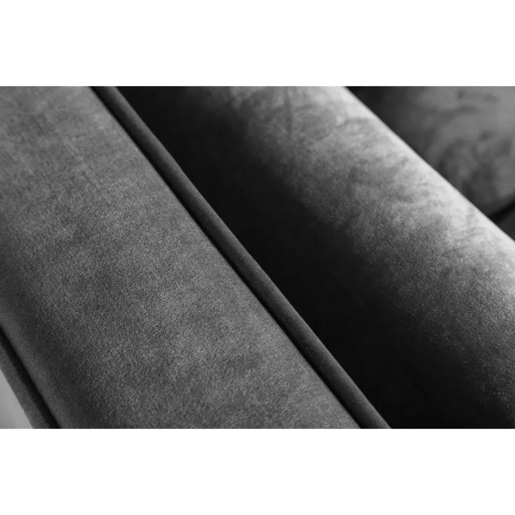 Divano KOLIRI 3 posti grigio - Divano design in velluto con struttura in legno massiccio