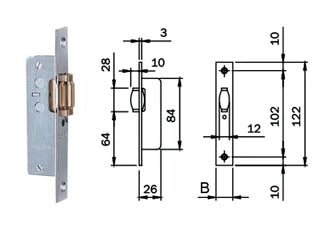 SERRATURA INFILARE MONTANTI SOLO RULLO 764  frontale mm.20 (764002)    ISEO