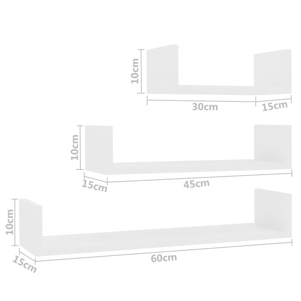 Mensole a Muro 3 pz Bianco in Legno Multistrato cod mxl 33731