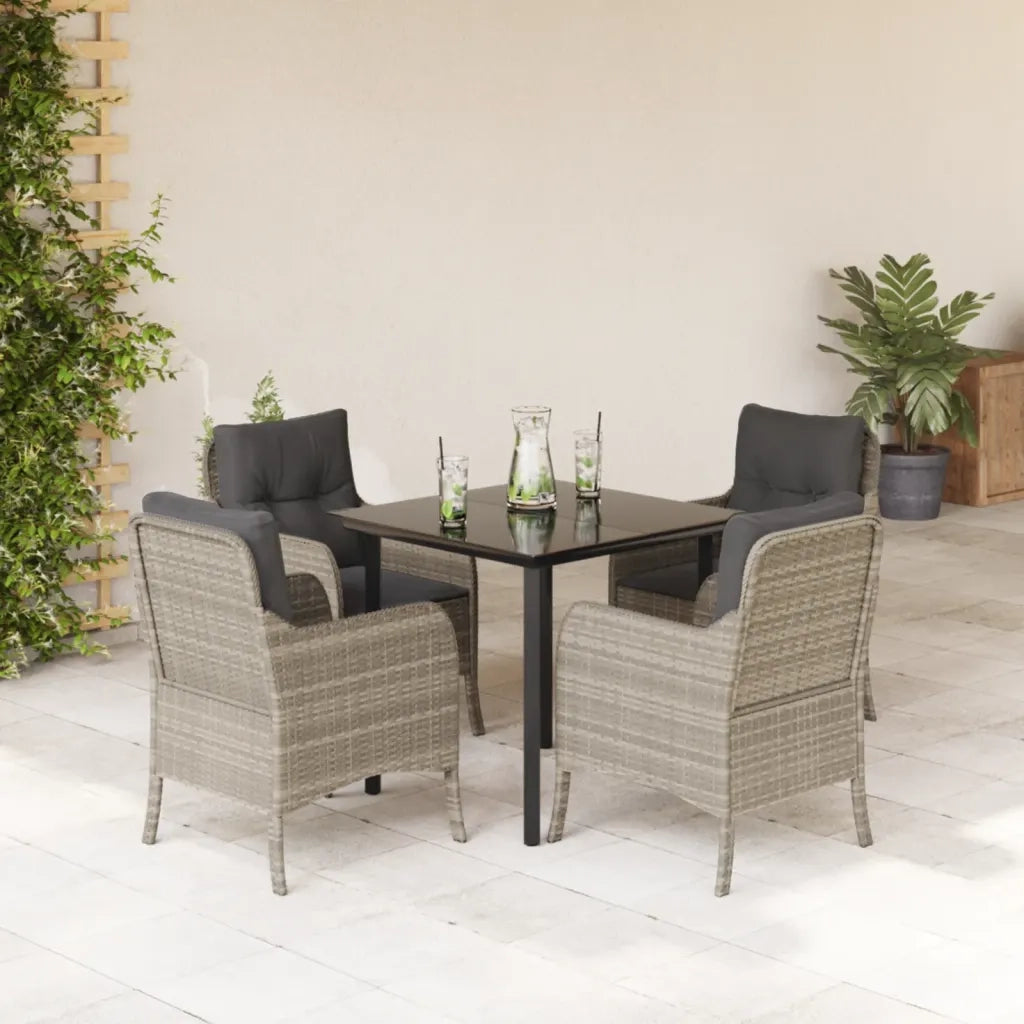 Set Pranzo da Giardino 5pz con Cuscini Grigio Chiaro Polyrattancod mxl 113550