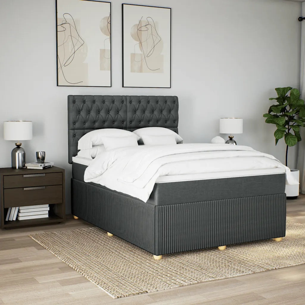 Giroletto a Molle con Materasso Grigio Scuro 160x200 cm Tessuto