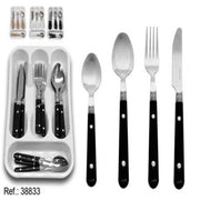 Trade Shop - Set Di Posate E Portaposate Servizio Cucina 16 Pz Con Manici Colorati Idea -