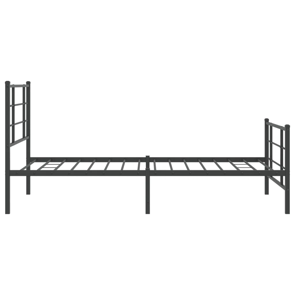 Giroletto con Testiera e Pediera Metallo Nero 100x200 cm 355574