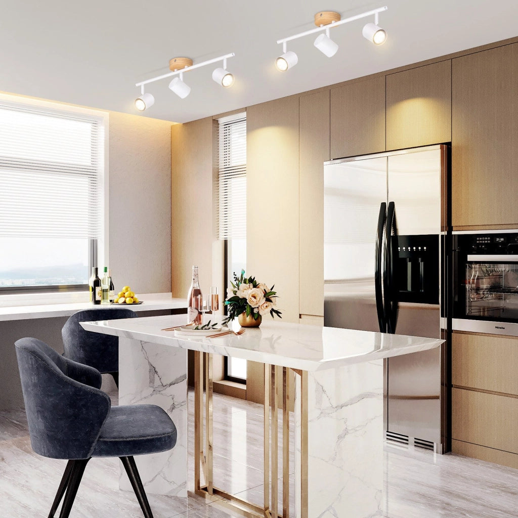 ZMH Faretto da soffitto 3 fiamme legno GU10 per soggiorno