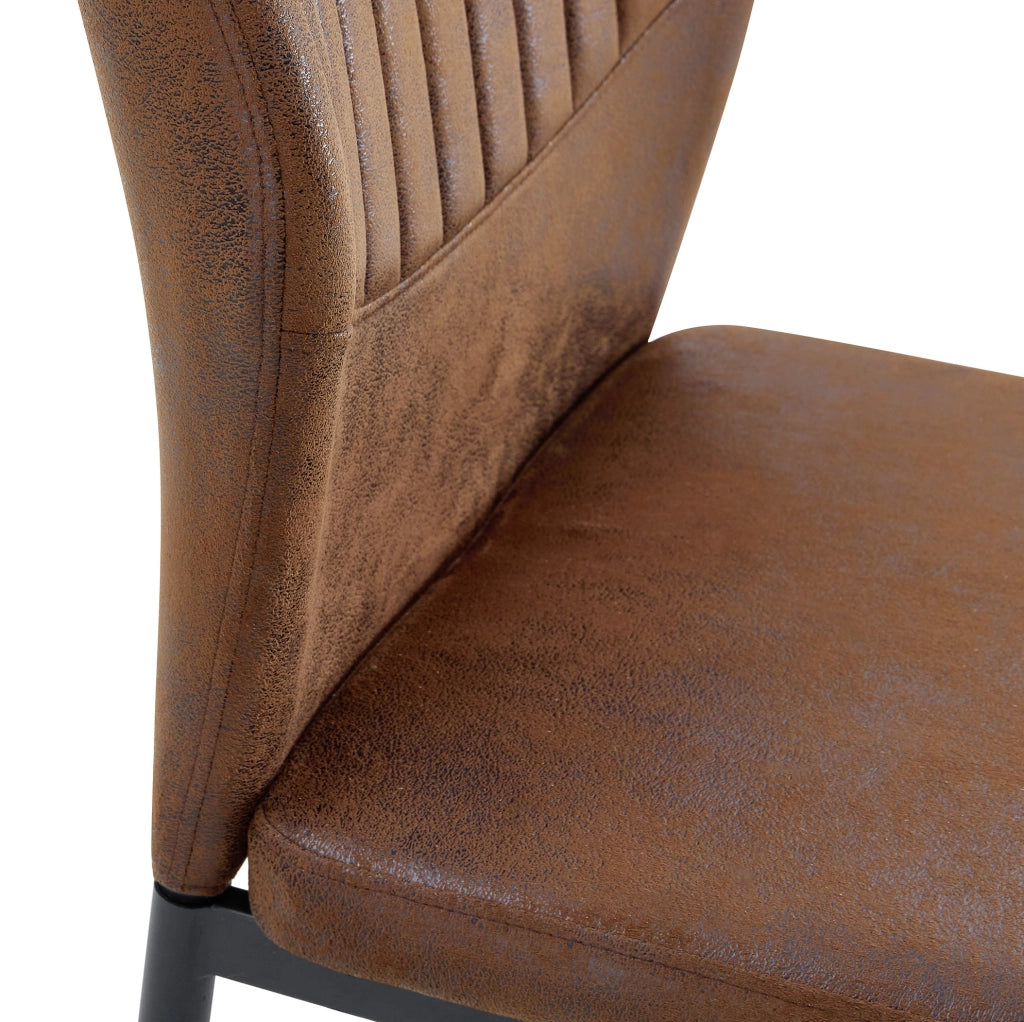 Set 4 sedie da pranzo moderne in tessuto marrone e nero con struttura in metallo