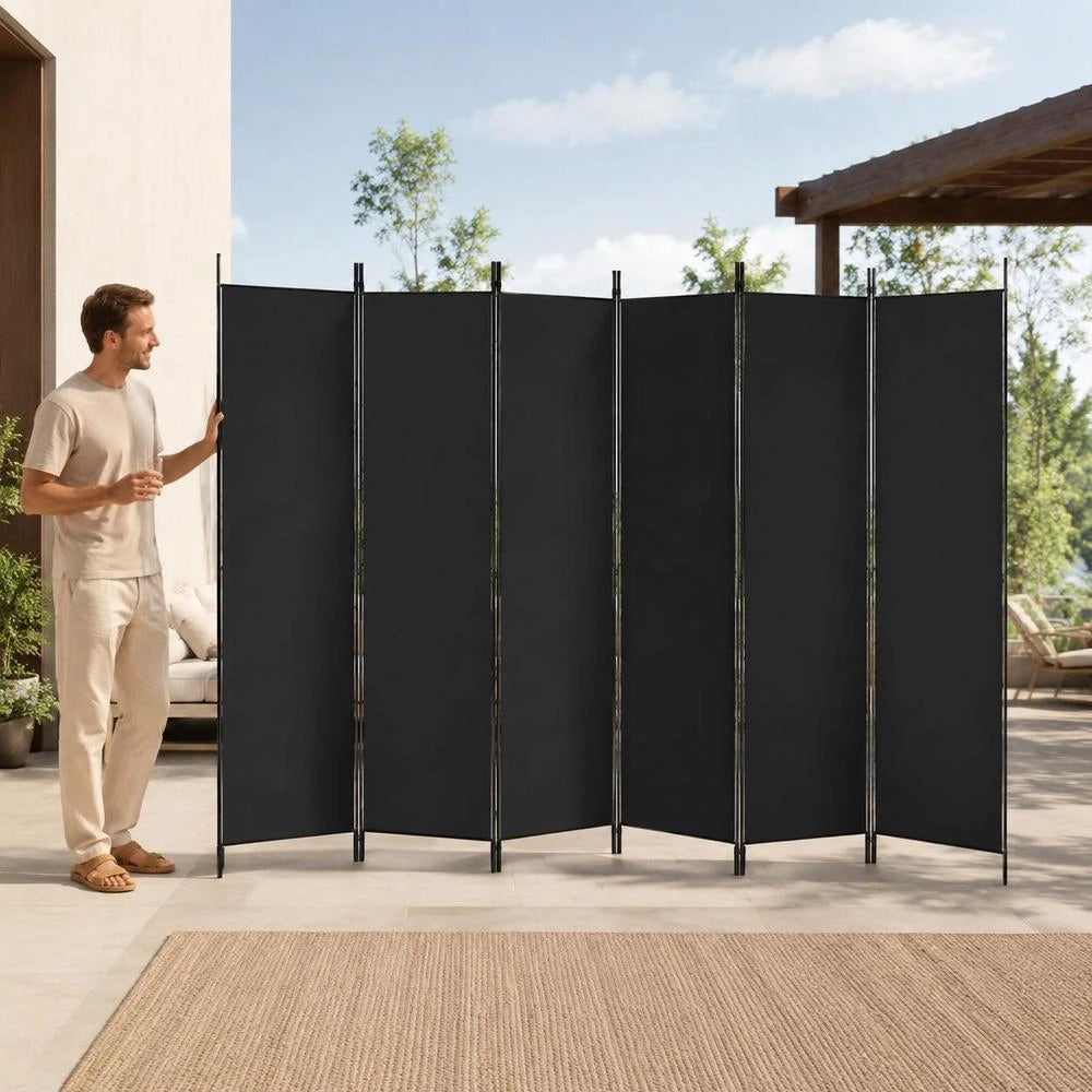 6-panel Black Screen, 300x220 Cm, Fabric
