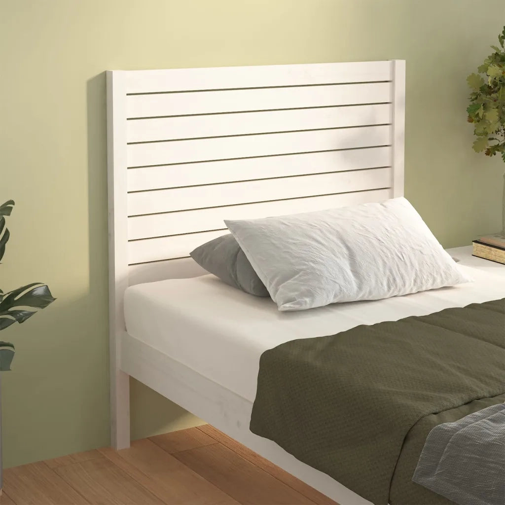 Testiera per Letto Bianca 81x4x100 cm in Legno Massello di Pino 818996