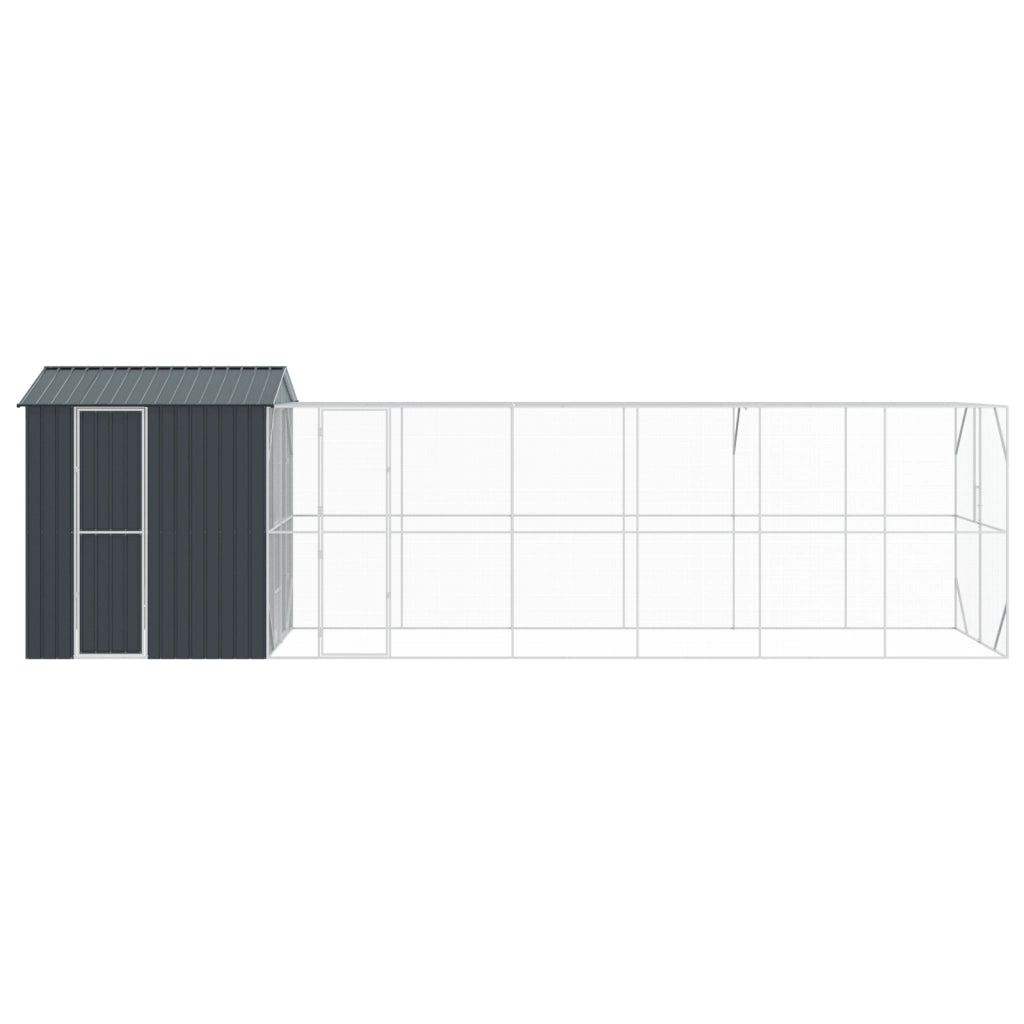 Voliera per Uccelli con Estensione Antracite 210x817x247 cm Acciaio