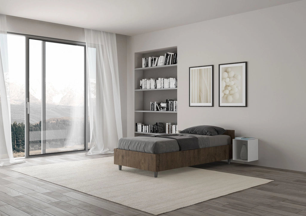 Letto Singolo 80x200 cm con Rete Nuamo Noce