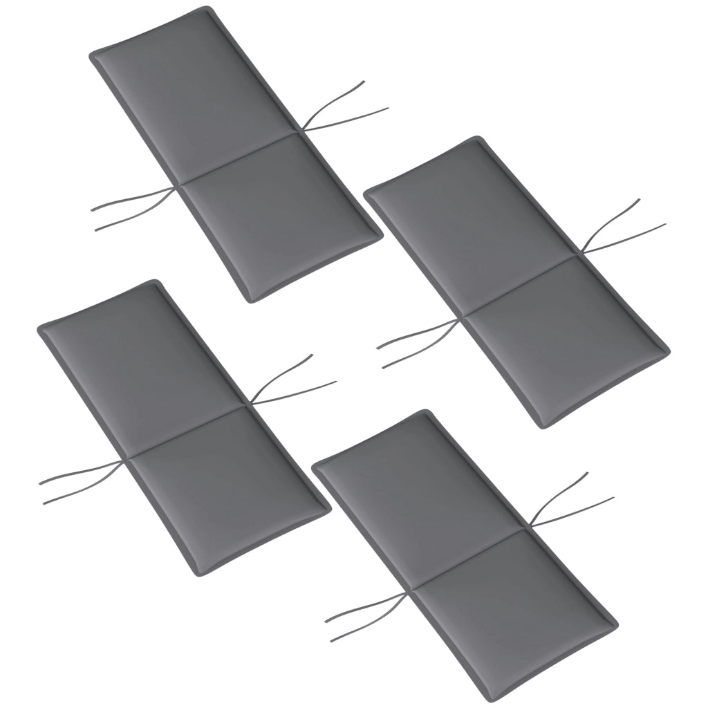 Set 4 Cuscini per Sedie da Giardino ¨C Xylo ¨C Grigio 124x50x5cm con Attacchi Regolabili UPF50+