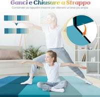 Tappetino da Ginnastica Pieghevole, Tappetino Portatile e Leggero con Maniglie, Tappetino per Yoga e Allenamenti per Stretching e Capriole da Casa e Palestra