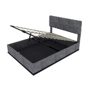 Letto Matrimoniale 160x200 cm; Struttura Letto in Tessuto e Metallo; Grigio