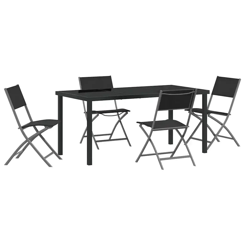 Set da Pranzo per Giardino 5 pcs Nero
