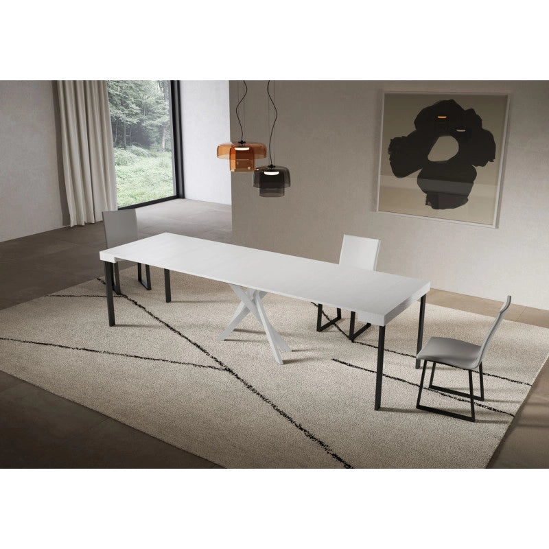 Consolle allungabile 90x40/300 cm Saki telaio Bianche - Bianco Frassino