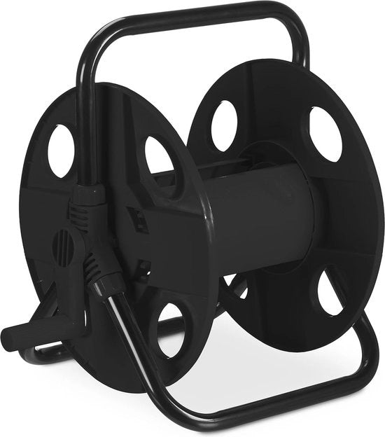 Supporto per tubi da giardino con 30 m tubo, manuale, plastico e acciaio, stante, connessione pratica