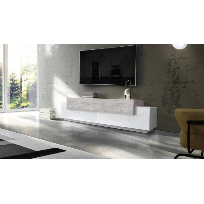 Mobile Porta TV Coro 200 – Bianco Lucido e Cemento