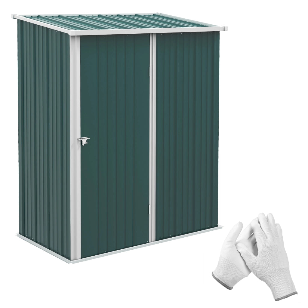 Casetta da Giardino 161,5x94,5x196 cm Porta Attrezzi con Catenaccio in Acciaio Verde