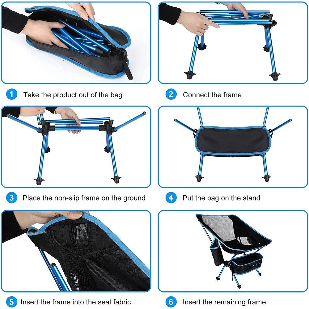 Trade Shop - Sedia Pieghevole Da Campeggio Con Borsa Portatile Spiaggia Pesca Picnic Giardino -
