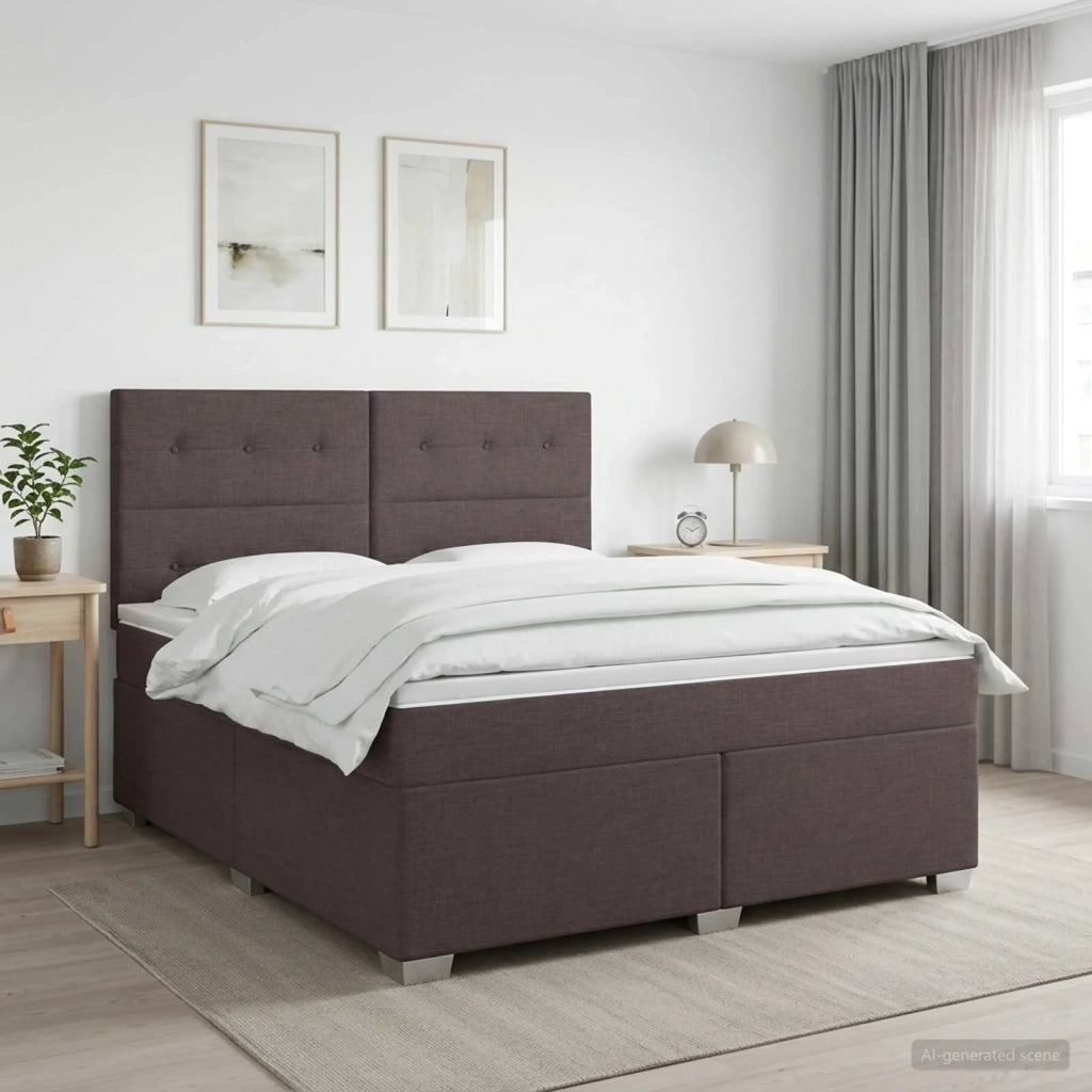 Letto box spring con materasso Marrone Scuro 160 x 200 cm 3453447