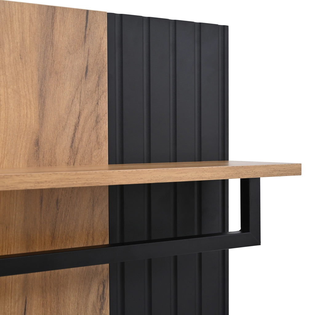 Scarpiera con Panca ¨C MINIMAL ¨C 2 Ante, 3 Ganci, Nero e Naturale, 70x36x146 cm