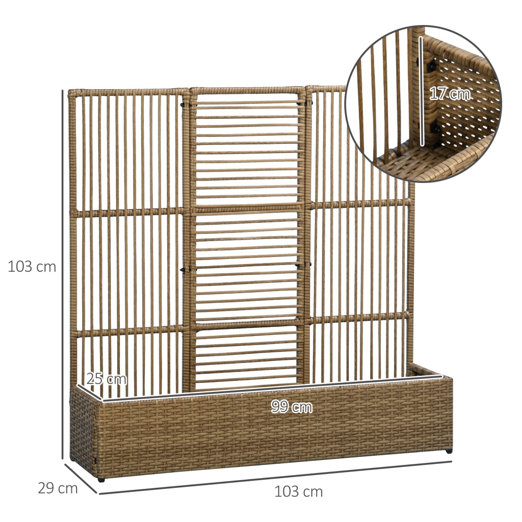 Vaso per Fiori con Griglia ¨C zephmum ¨C Polyrattan, 103x29x103 cm, Sabbia