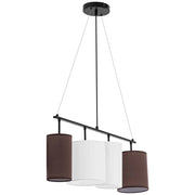 Plafoniera con 4 lampadine paralume in tessuto ferro tessuto nero marrone bianco 14_0009524