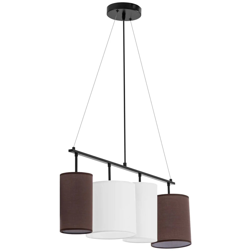 Plafoniera con 4 lampadine paralume in tessuto ferro tessuto nero marrone bianco 14_0009524