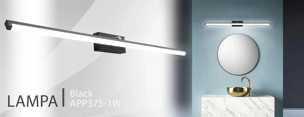 Lampada Da Parete Da Bagno Led Sopra Specchio 20w 100cm APP375-1W Nero