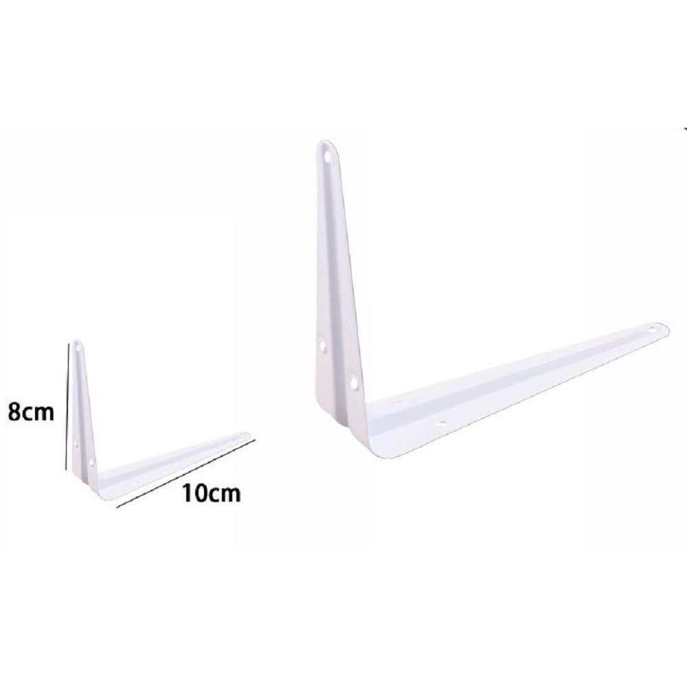 Trade Shop - 2pz Reggimensola Supporto Staffa Triangolare Mensola Metallo 8x10cm Bianca 07906 -