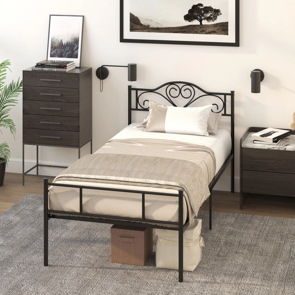 Letto Singolo in Acciaio con Testata e Pediera ¨C Zephmum ¨C 90x200 cm