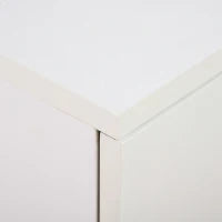Mobile TV Moderno Multiuso in Legno con 4 Ruote e Freni, 2 Ante con 2 Ripiani, 60x35x65 cm, Bianco