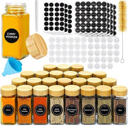 Set di contenitori per erbe in vetro e legno - 24 pezzi - 120ml - per la conservazione in cucina