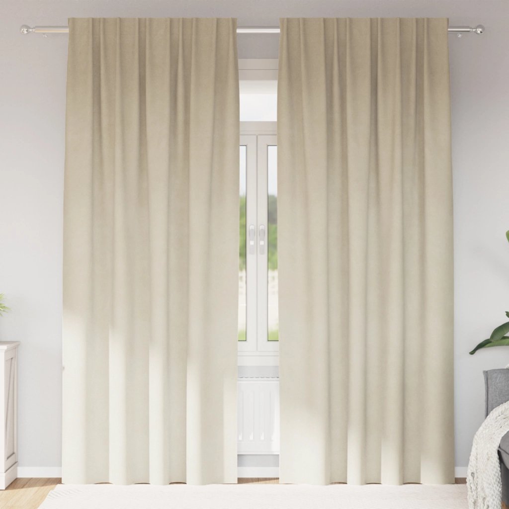 Tende Blackout  con nastro superiore 2 pezzi in velluto crema