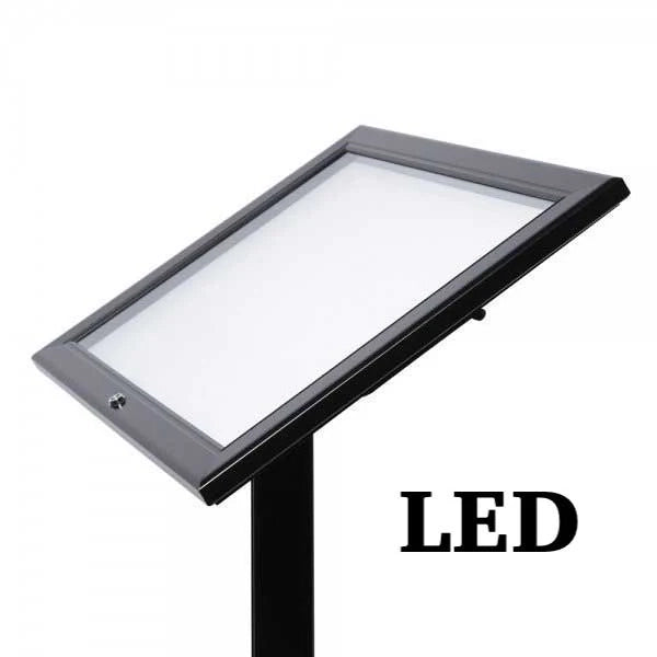 Leggio Menu per esterni Led Nero Ristoranti Alberghi Bed and Breakfast - 2 x A4 LED