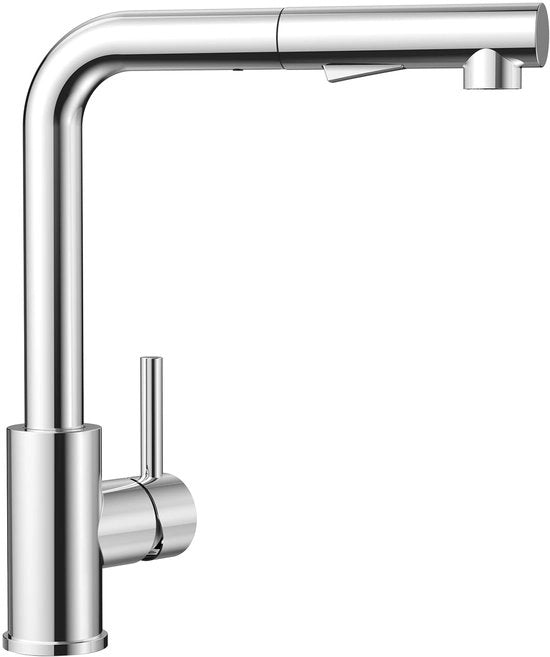 Uscibile rubinetto cucina, rubinetto cucina ad alta pressione con doccia, rubinetto cucina misto con 2 modalità di spruzzo, rubinetto da lavabo un-tasto in acciaio inox lucidato, 360° girevole, cromato